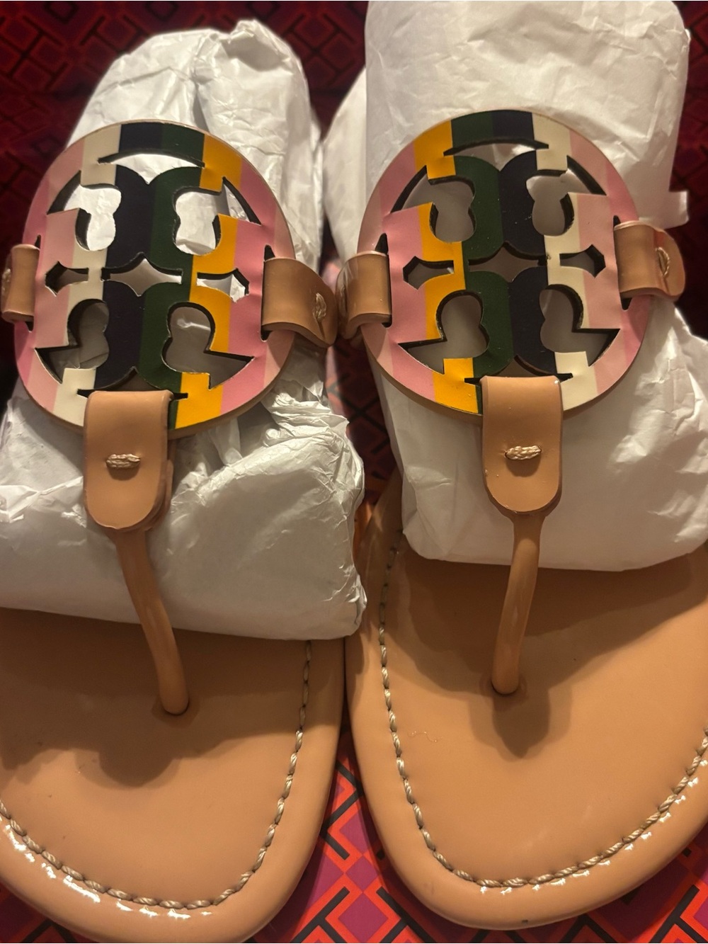Tory Burch PASTEL RAINBOW MILLER SANDALS Rare Find